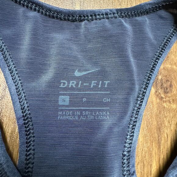 Nike Womens Dri Fit Mesh Cut Out Dark Gray Sports Bra Size Small Swoosh - Picture 6 of 10